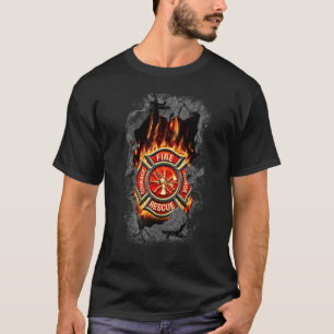 Camiseta Bombeiro Vintage Fire Rescuage Courage Honor Fire