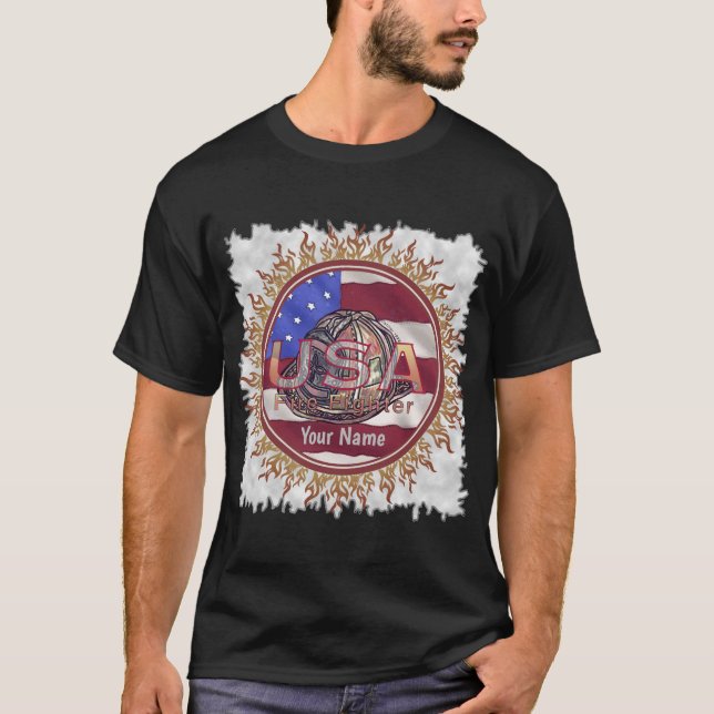 Camiseta bombeiros Bandeira dos EUA (Frente)
