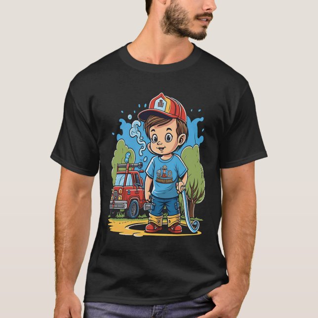 Camiseta Bombeiros Crianças Pequenas Bombeiros Mangueiras (Frente)