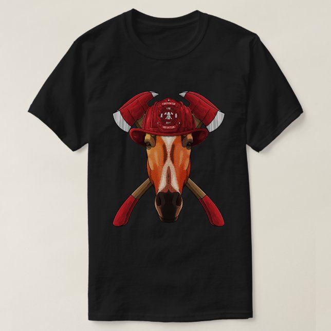 Camiseta Bombeiros de Cavalo de Fogo Meninos Crianças Emerg (Frente do Design)