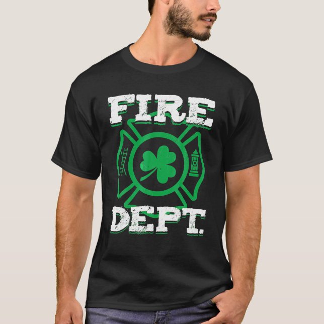 Camiseta Bombeiros de Dia de São Patrício Shamrock Lu (Frente)
