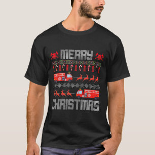 Camiseta Bombeiros de Natal Merry Christmas Fire Truck C