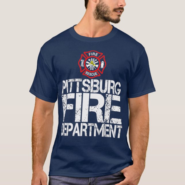 Camiseta Bombeiros de Pittsburgh com Família Florian Cross (Frente)