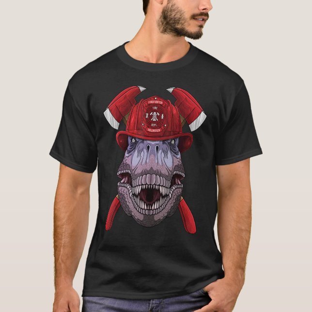 Camiseta Bombeiros Dinossauros Bombeiros Meninos Bombeiros  (Frente)