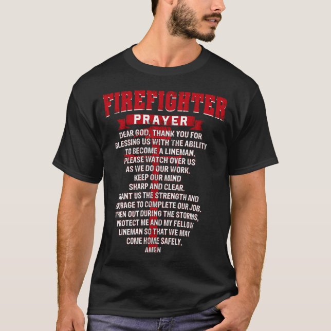 Camiseta Bombeiros Orando Marido Pai de Incêndios Cristãos (Frente)