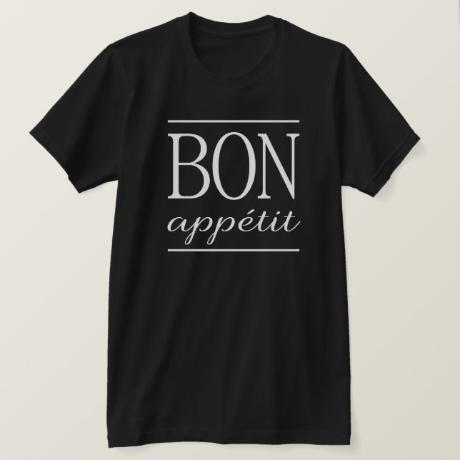Camiseta BON APPETIT Impressão de texto com tipografia bran (Frente do Design)