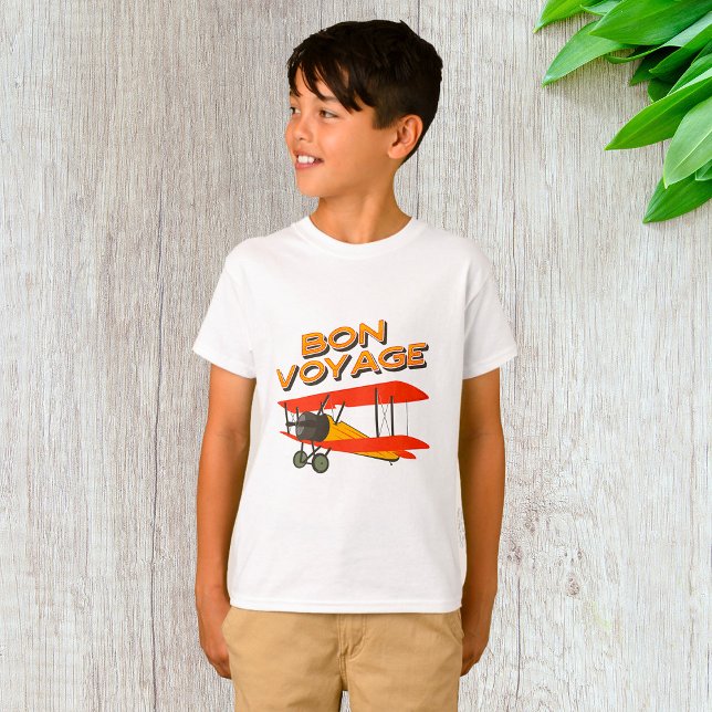 Camiseta Bon Voyage Biplane Vintage Avião (Criador carregado)