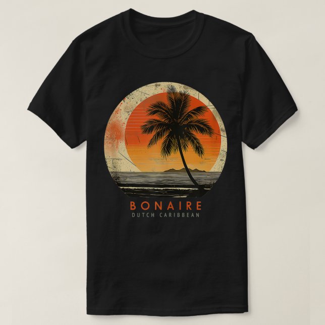 Camiseta Bonaire Beach Trip Vintage Palm Tree Suns (Frente do Design)