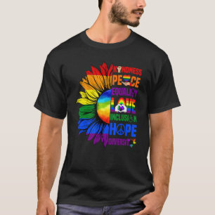 Camiseta Bondade de girassol Igualdade de paz Inclusão H