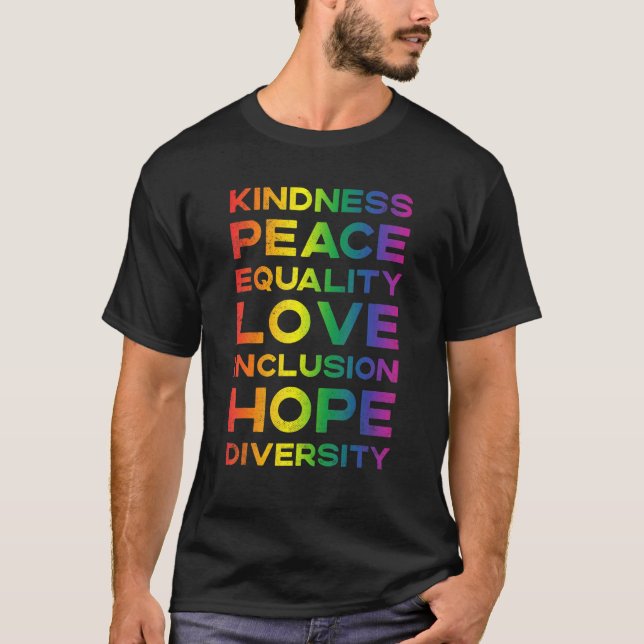 Camiseta Bondade Igualdade Amor Lgbtq Gay Prid Bandeira Arc (Frente)