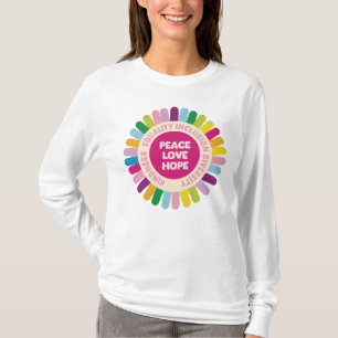 Camiseta Bondade Igualdade de paz Inclusão de amor Fígados