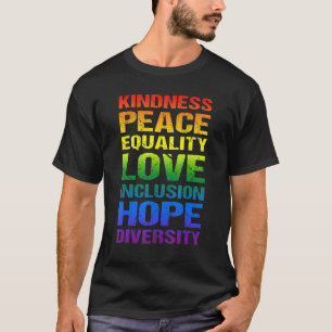 Camiseta Bondade Igualdade de paz Inclusão de amor Fígados