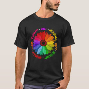 Camiseta Bondade Igualdade de paz Inclusão de amor Fígados 