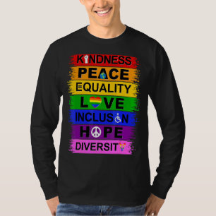 Camiseta Bondade Igualdade de paz Inclusão de amor Fígados 