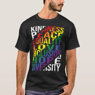 Camiseta Bondade Igualdade de paz Inclusão de amor Fígados