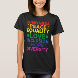 Camiseta Bondade Igualdade de Paz Inclusão Diversidade de C