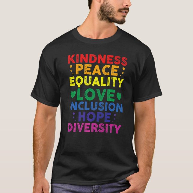 Camiseta Bondade Igualdade de Paz Inclusão Diversidade de C (Frente)