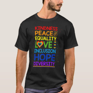 Camiseta Bondade Igualdade de Paz Inclusão Diversidade Huma