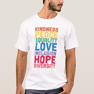 Camiseta Bondade Igualdade de Paz Inclusão Diversidade Huma