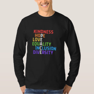Camiseta Bondade Igualdade de Paz Inclusão Diversidade Huma