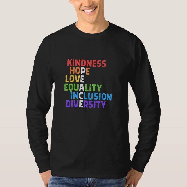 Camiseta Bondade Igualdade de Paz Inclusão Diversidade Huma (Frente)