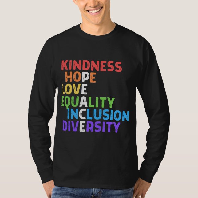 Camiseta Bondade Igualdade de Paz Inclusão Diversidade Huma (Frente)