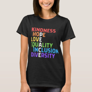 Camiseta Bondade Igualdade de Paz Inclusão Diversidade Huma