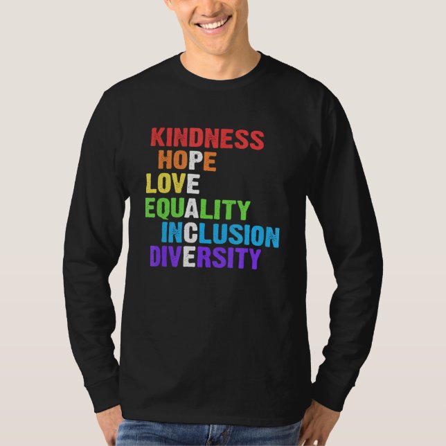 Camiseta Bondade Igualdade de Paz Inclusão Diversidade Huma (Frente)