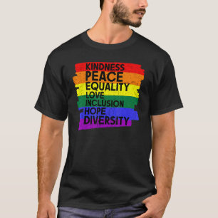 Camiseta Bondade Igualdade de Paz Inclusão Orgulho da Diver