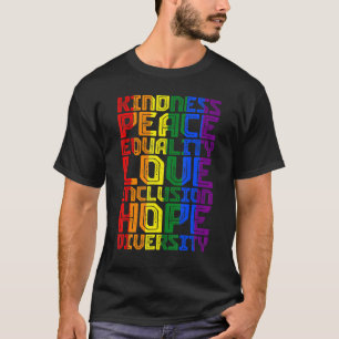 Camiseta Bondade Igualdade de Paz Rainbow Gay Black Orgulho