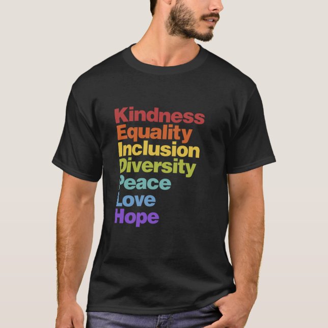 Camiseta Bondade Igualdade Inclusão Diversidade Paz Amor H (Frente)