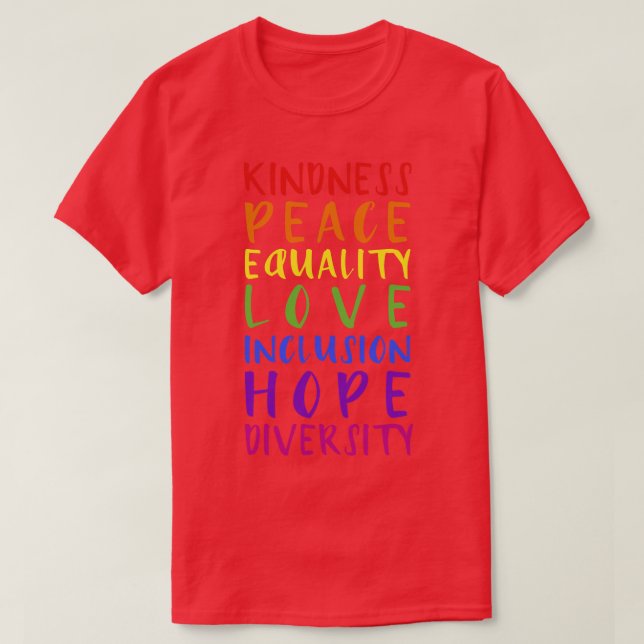 Camiseta Bondade inclusão paz esperança arco-íris para gay  (Frente do Design)