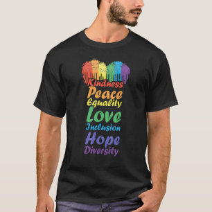 Camiseta Bondade Paz Esperança Ama Diversidade Fria Arco-Ír