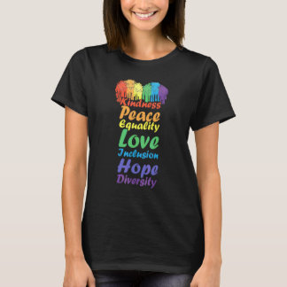 Camiseta Bondade Paz Esperança Amor Fofo Diversidade Arco-í