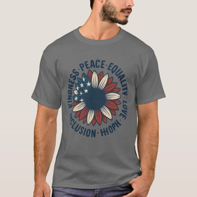Camiseta Bondade – Paz – Igualdade – Amor – Inclusão – E (Frente)