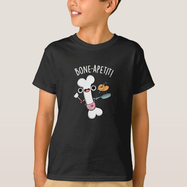 Camiseta Bone Apetit Funny Cozinhar Pun Dark BG (Frente)