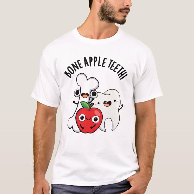 Camiseta Bone Apple Teeth Funny Bona Appetit Pun  (Frente)