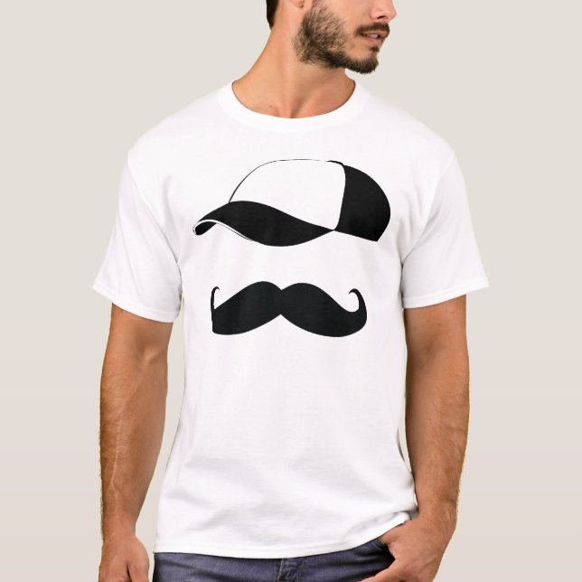 Camiseta Boné de beisebol e bigode (Frente)