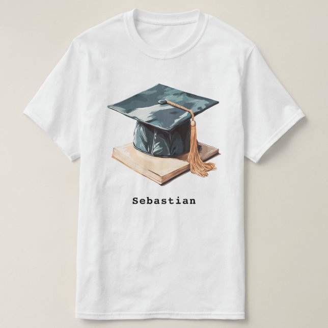 Camiseta Boné de formatura e Livro (Frente do Design)