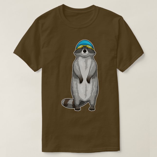 Camiseta Boné de Natação de Racoon (Frente do Design)