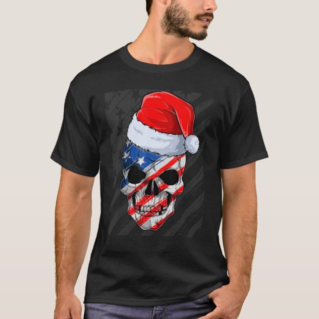 Camiseta Boné de Papais noeis Skelett do Crânio de Natal (Frente)