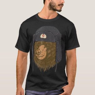 Camiseta Boné de pele de urso russo Ushanka Tschapka UdSSR