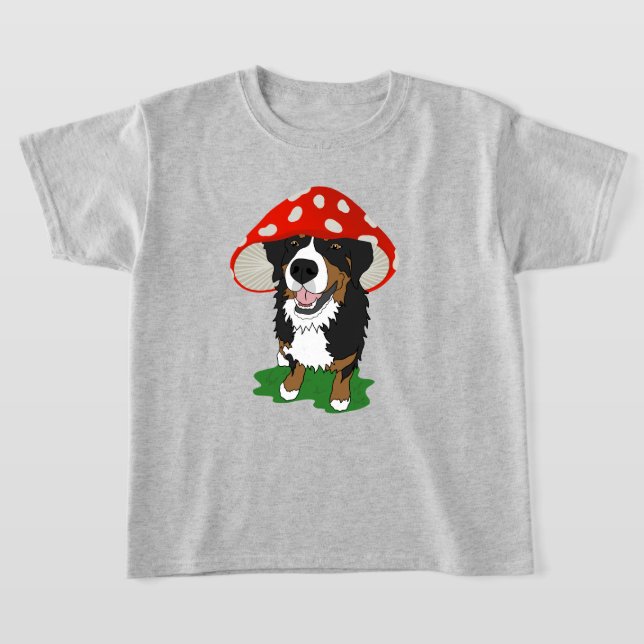 Camiseta Boné Vermelho de Cachorro da Montanha Bernese (Postura )
