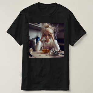 Camiseta Boneca Aflita Meme Fumando e Bebendo Geração Z