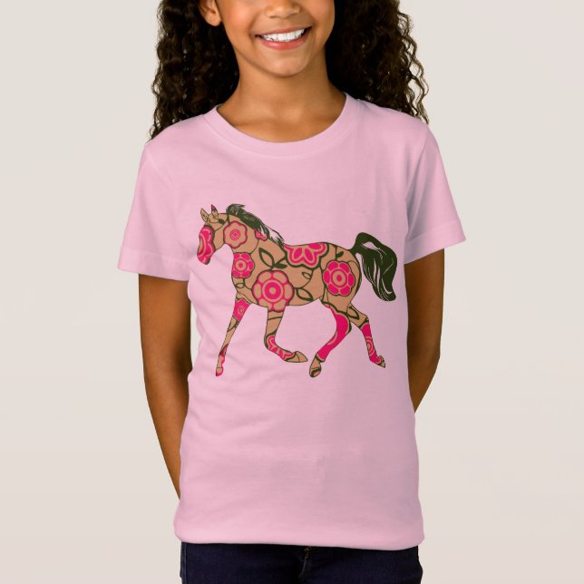 Camiseta Boneca Bebê De Cavalo Floral (Feita) (Frente)