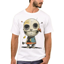 Boneca Branca Cinzenta Escura - Cartoon de Horror