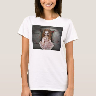 Camiseta Boneca de porcelana assombrada vintage SlipperyJoe