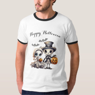 Camiseta Boneca Fantasma Spooky e Halloween Skeleton