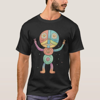 Camiseta Boneca Hippie da Paz – Criança Flor Costurada Retr