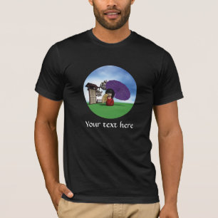 Camiseta Boneca Kokeshi Japonesa Arte de Flor de Cerejeira